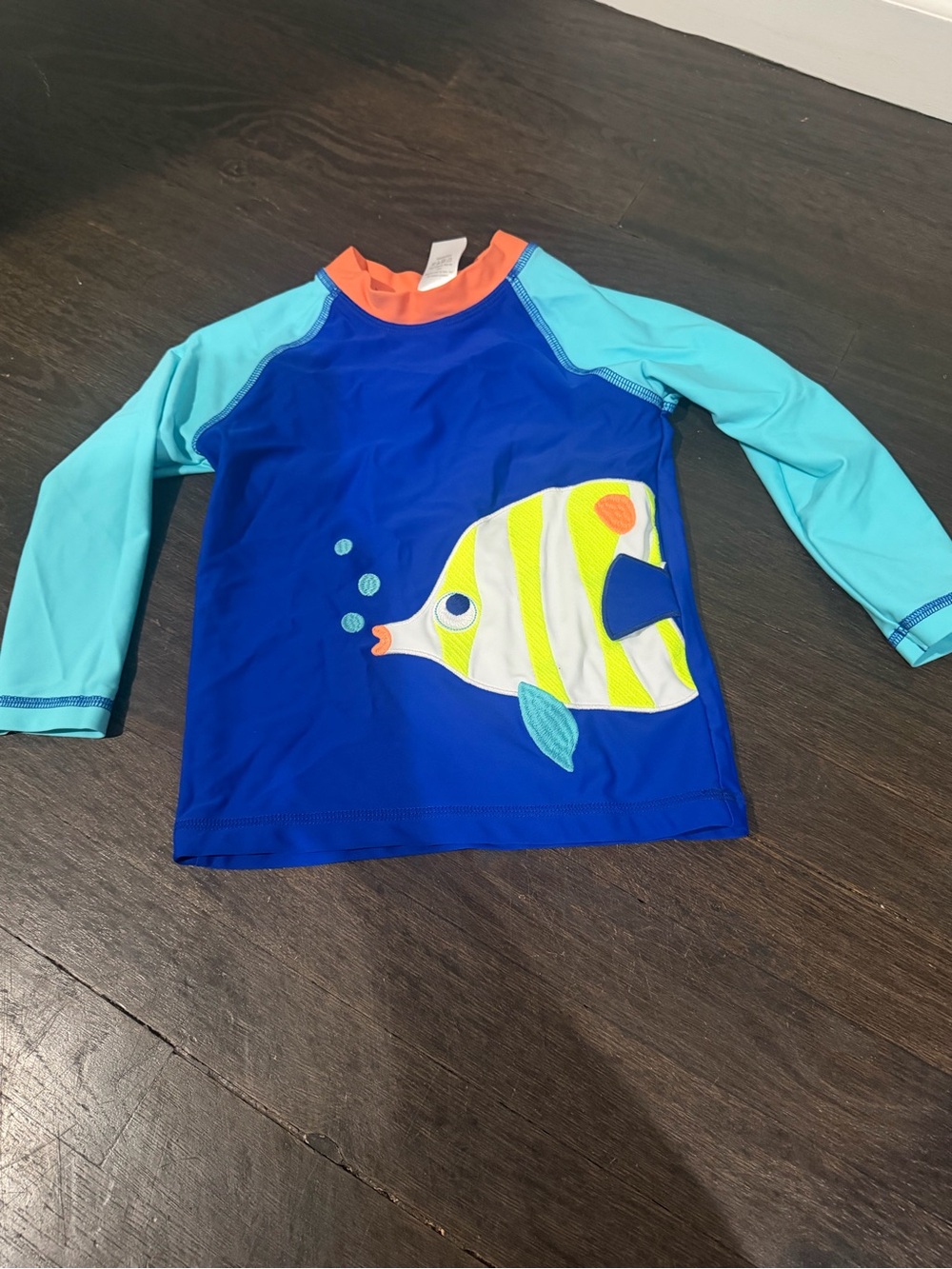 Gymboree Blue & Aqua Fish Long-Sleeve Rash Guard
